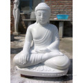 Life size cheap and fine white marble sitting buddha sculpture for church ornament